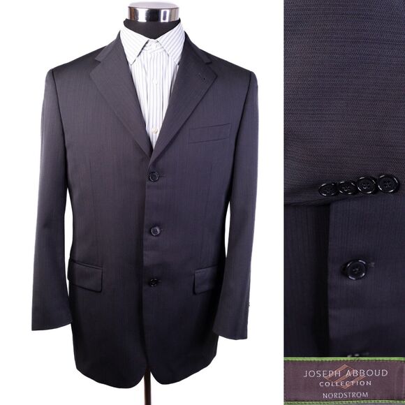 Joseph Abboud Mens Solid 3 Button Blazer Grey Wool Size 40 Regular - Picture 1 of 15